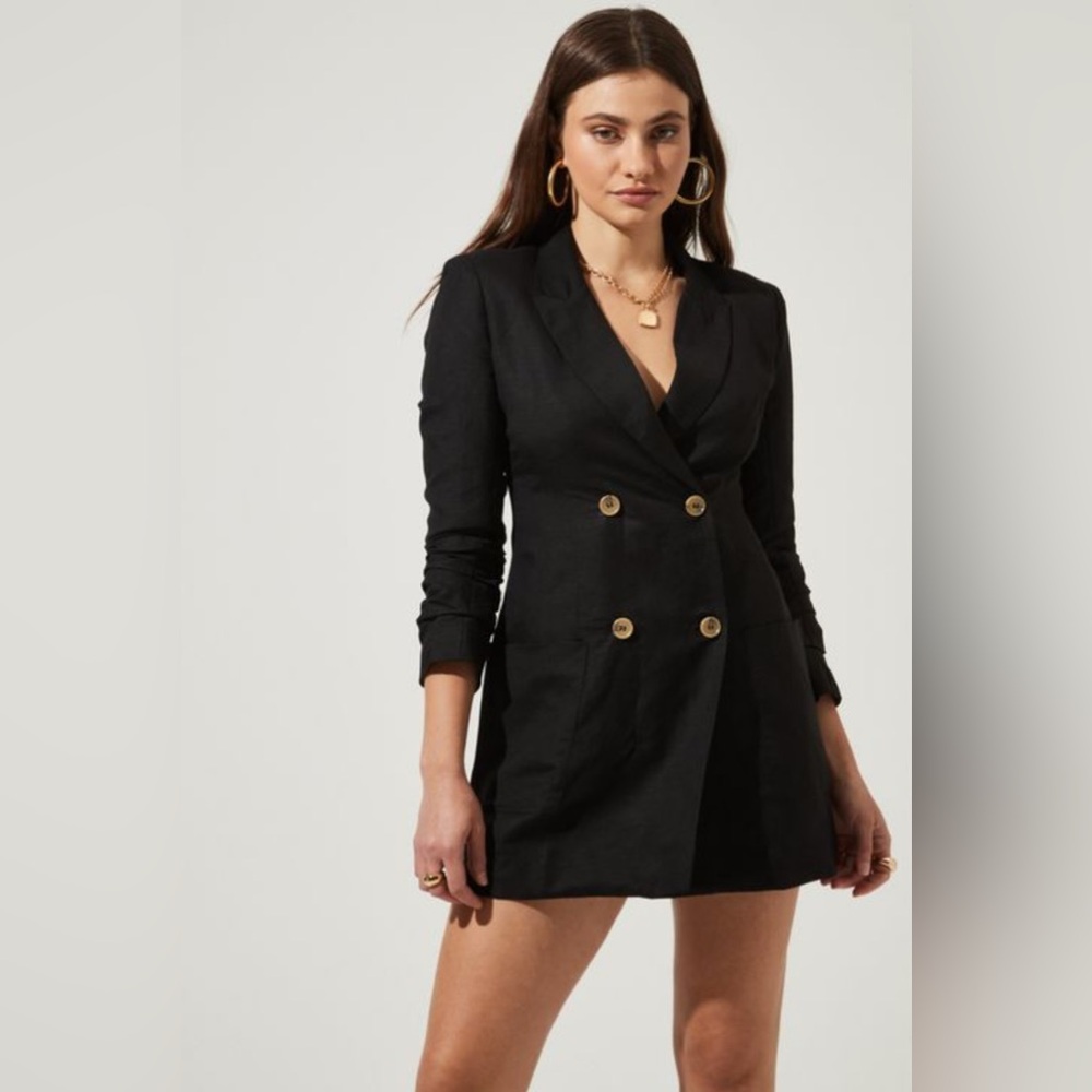 Astr the Label Black Linen Blazer Dress